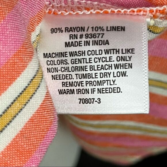 A.N.A Pink Striped Linen Blend Midi Dress S - Picture 9 of 9